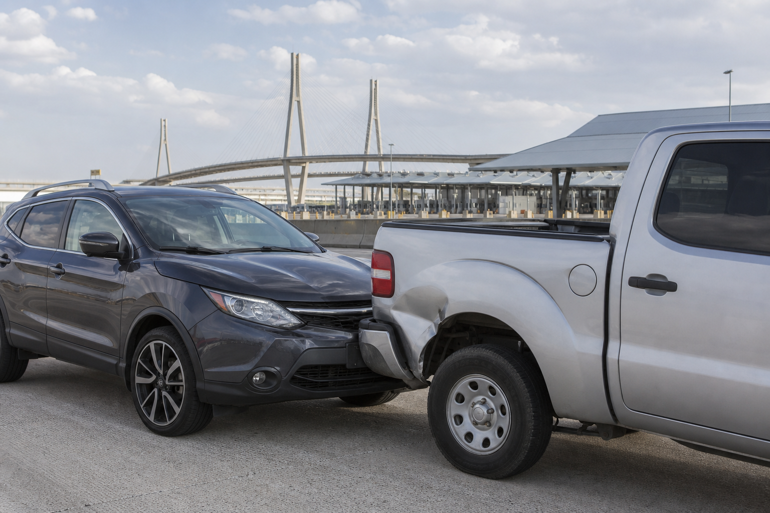 Accidente de auto cerca de un puente internacional de Texas